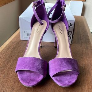 Aldo purple suede ankle strap heels size 8.5